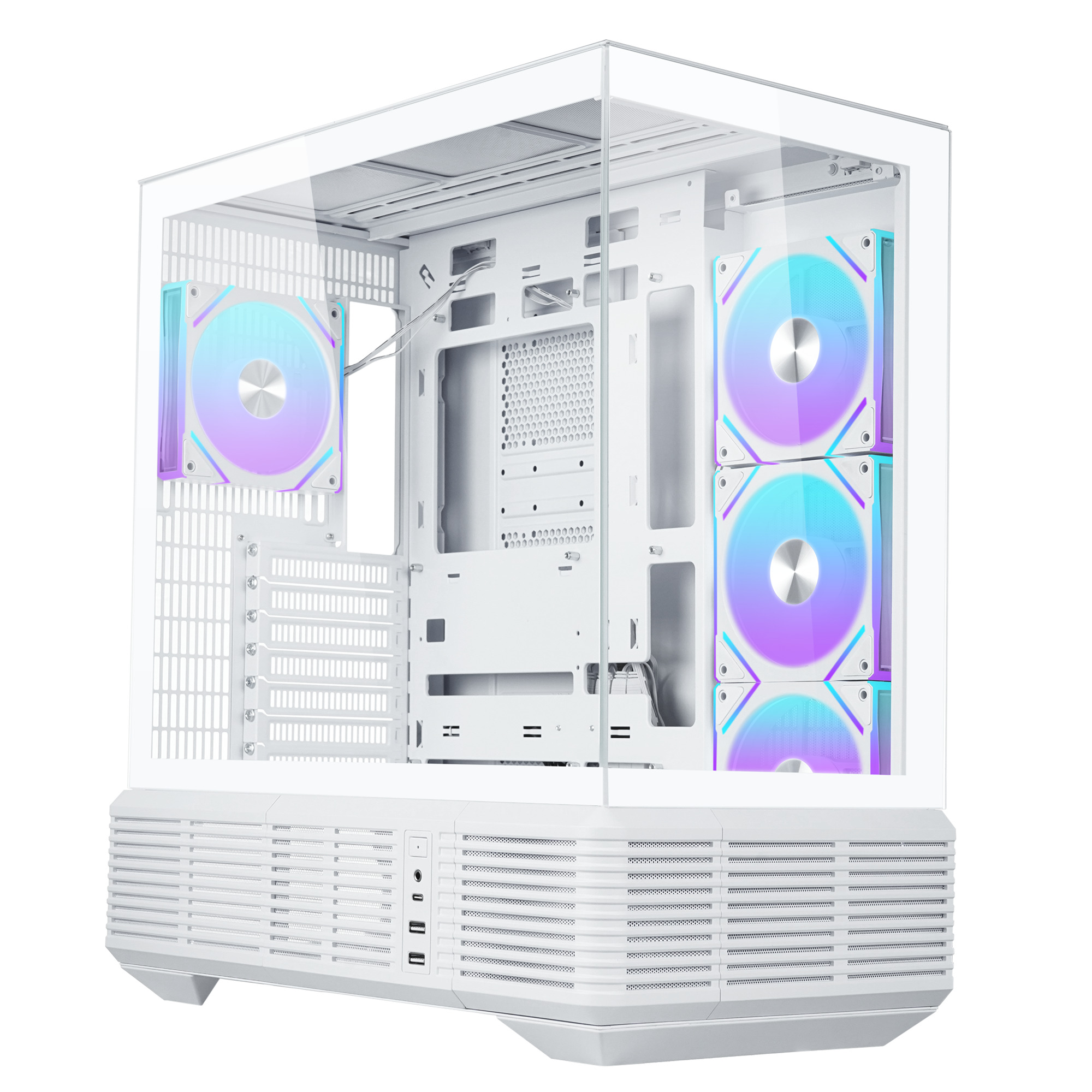 كيس-Thermo Rebound RD04 Tempered Glass ATX Mid Tower Gaming Computer Case - White