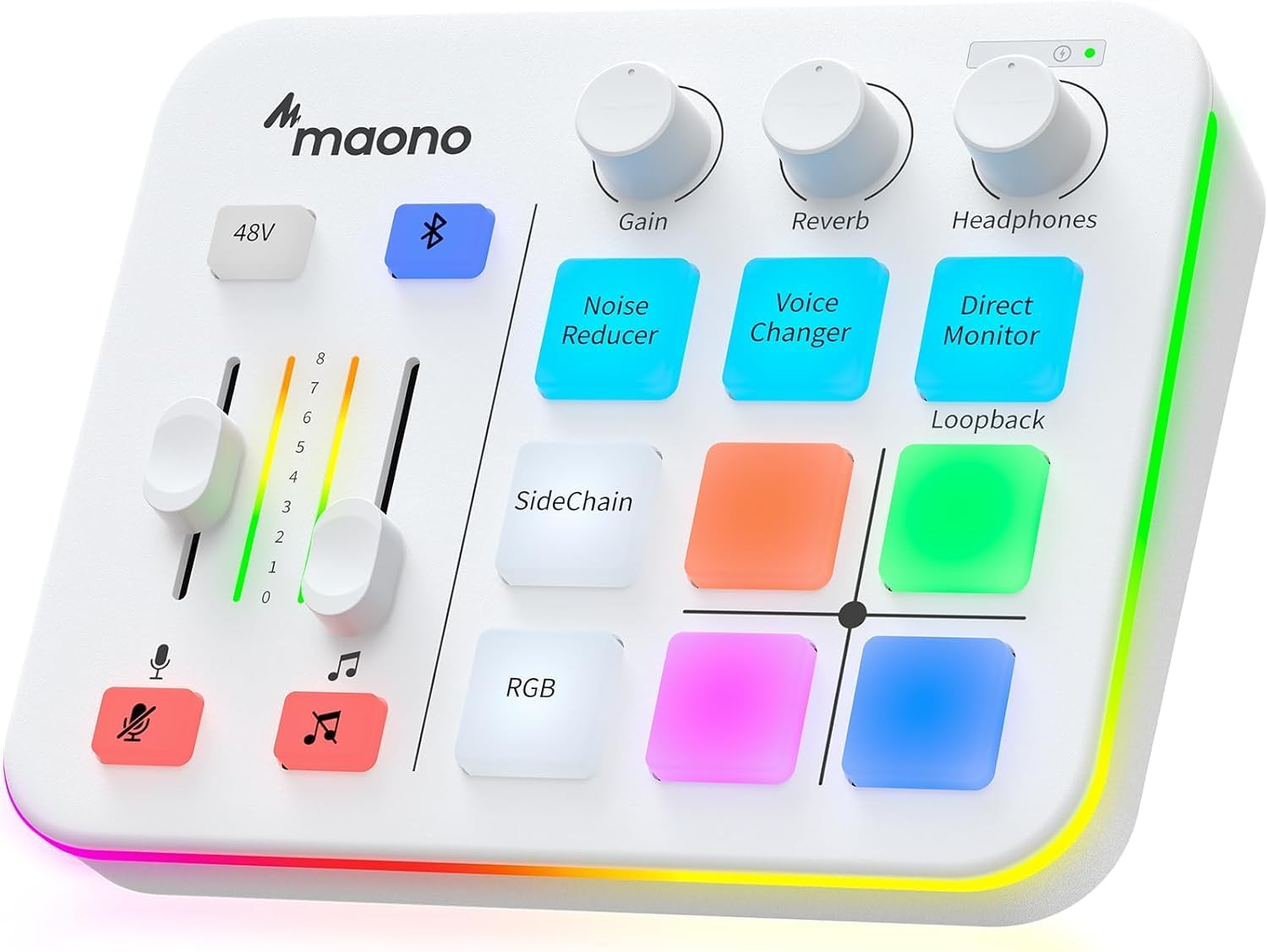 مكسرصوت -MAONO G1 NEO-WHITE-RGB-مدخل XLR-يدعم USB-C وBluetooth