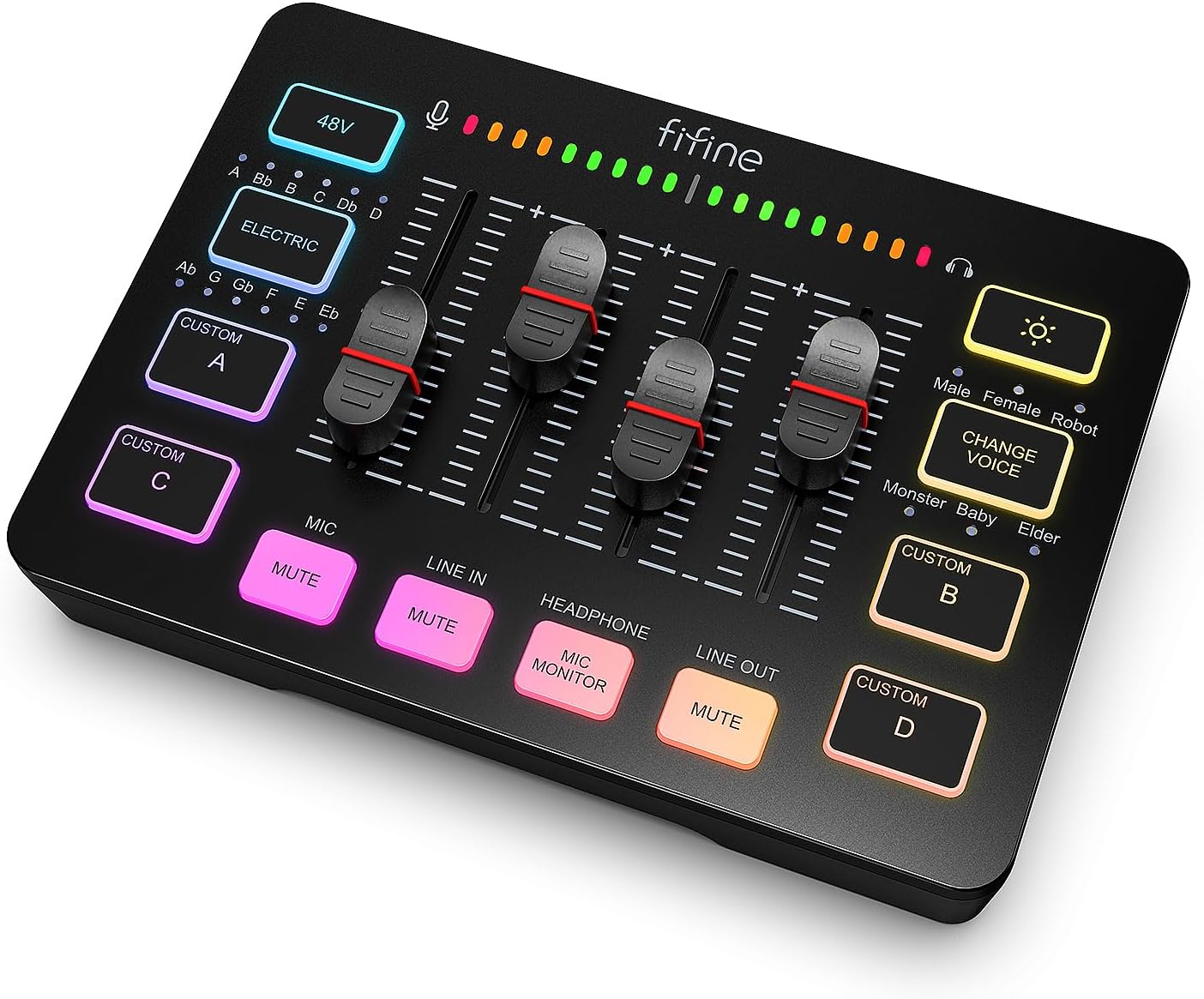 مكسر صوت للألعاب-BLACK - FIFINE AmpliGame SC3 – RGB بـ 4 قنوات مع مدخل ميكروفون XLR