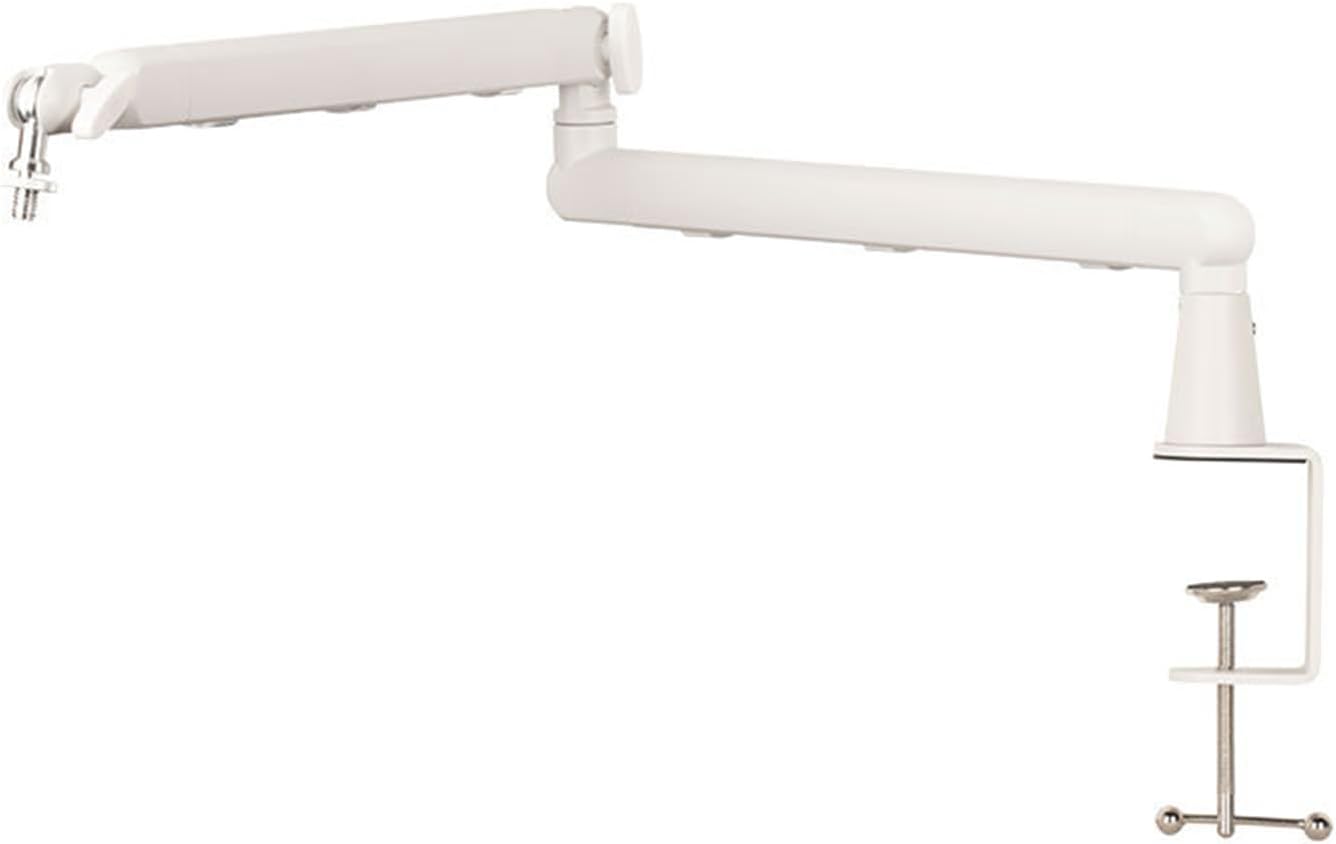 ذراع مايك مكتبي صغير 360° أبيض مع إدارة كابلات-Microphone Desk Arm Stand White