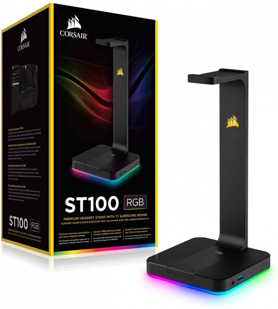 صورة Corsair ST100 RGB Premium Headset Stand with 7.1 Surround Sound - 3.5mm and 2xUSB 3.0 رقم 2