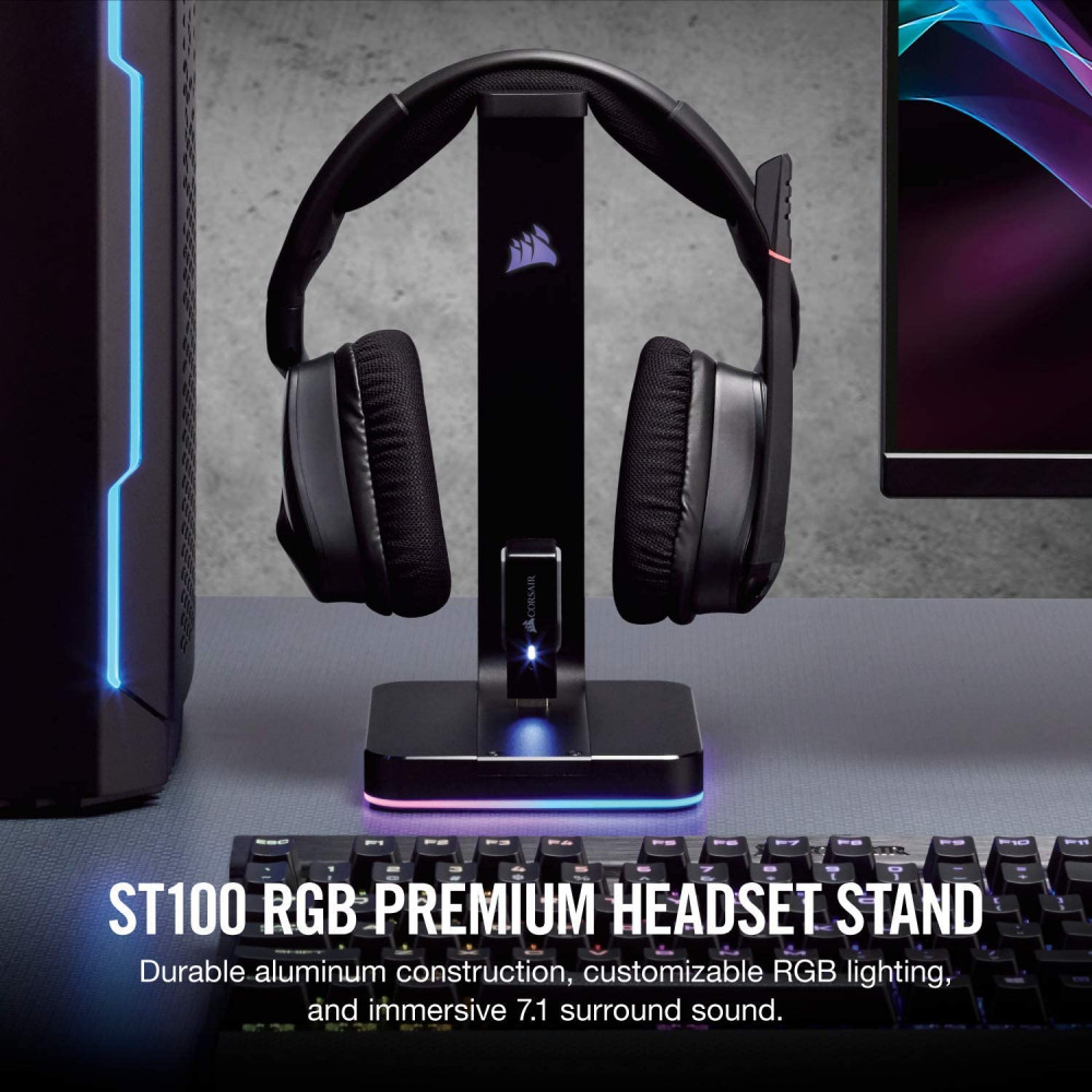 صورة Corsair ST100 RGB Premium Headset Stand with 7.1 Surround Sound - 3.5mm and 2xUSB 3.0 رقم 7
