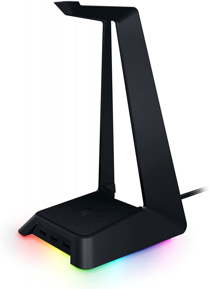 صورة Razer Base Station Chroma Headphone/Headset Stand w/ USB Hub: Chroma RGB Lighting - 3x USB 3.0 Ports - Non-Slip Rubber Base - Designed for Gaming Headsets - Classic Black