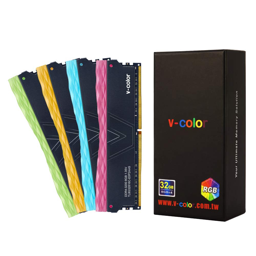 صورة V-Color Prism II RGB 32GB (4 x 8GB) DDR4 3200MHz (PC4-25600) Desktop Memory Module Ram (TL8G32816C-E0P2GRBOFQ) رقم 2