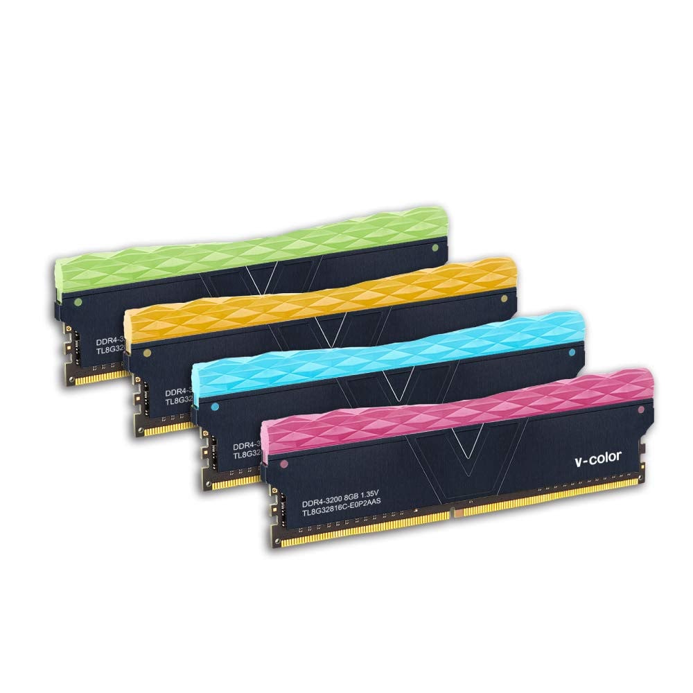 صورة V-Color Prism II RGB 32GB (4 x 8GB) DDR4 3200MHz (PC4-25600) Desktop Memory Module Ram (TL8G32816C-E0P2GRBOFQ)