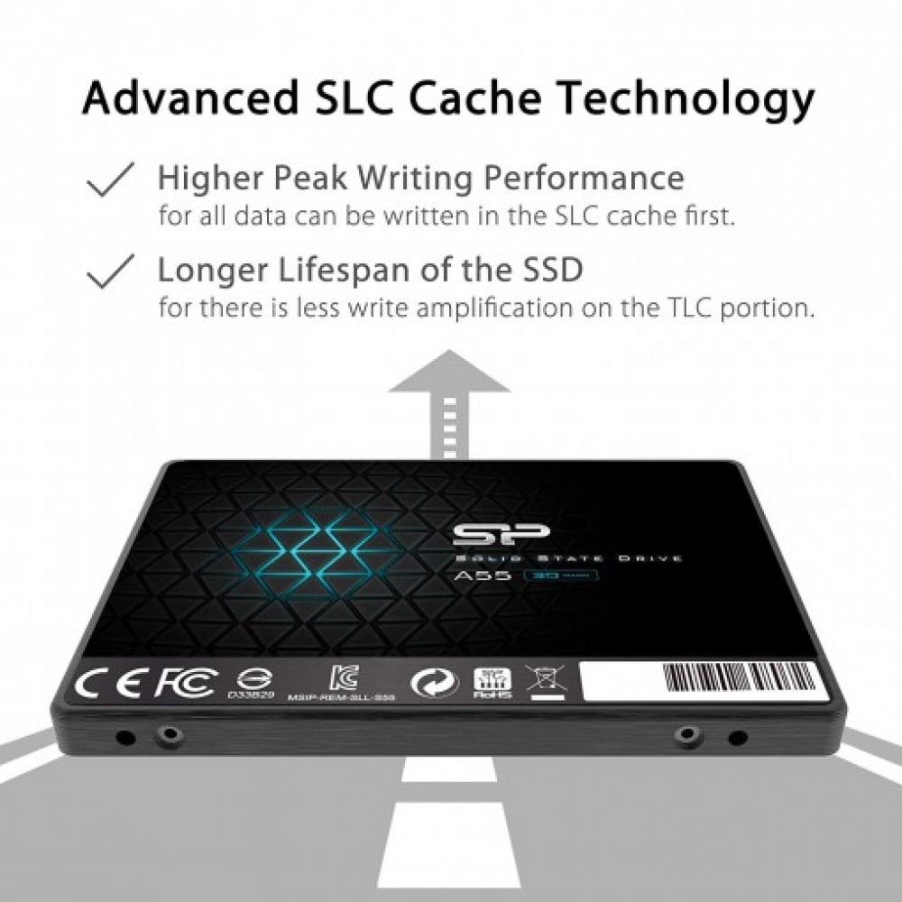 صورة Silicon Power 1TB SSD 3D NAND A55 SLC Cache Performance Boost SATA III 2.5 7mm رقم 2