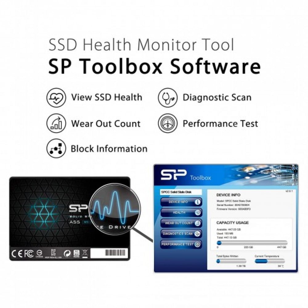 صورة Silicon Power 1TB SSD 3D NAND A55 SLC Cache Performance Boost SATA III 2.5 7mm رقم 4