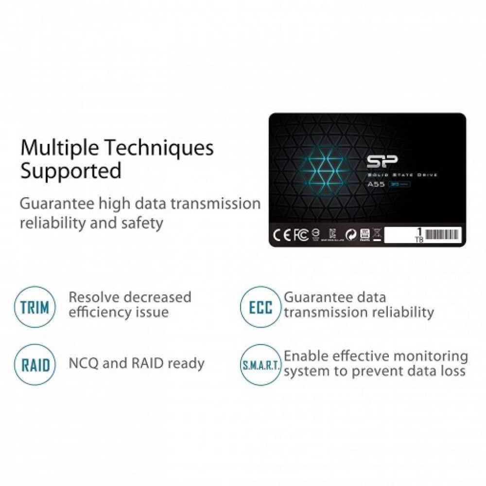 صورة Silicon Power 1TB SSD 3D NAND A55 SLC Cache Performance Boost SATA III 2.5 7mm رقم 5