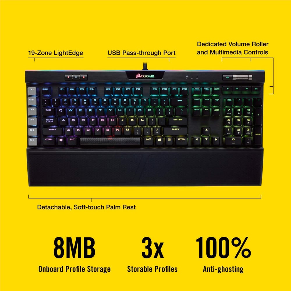 صورة Corsair K95 RGB Platinum Mechanical Gaming Keyboard 6x Programmable Macro Keys - USB Passthroug رقم 3