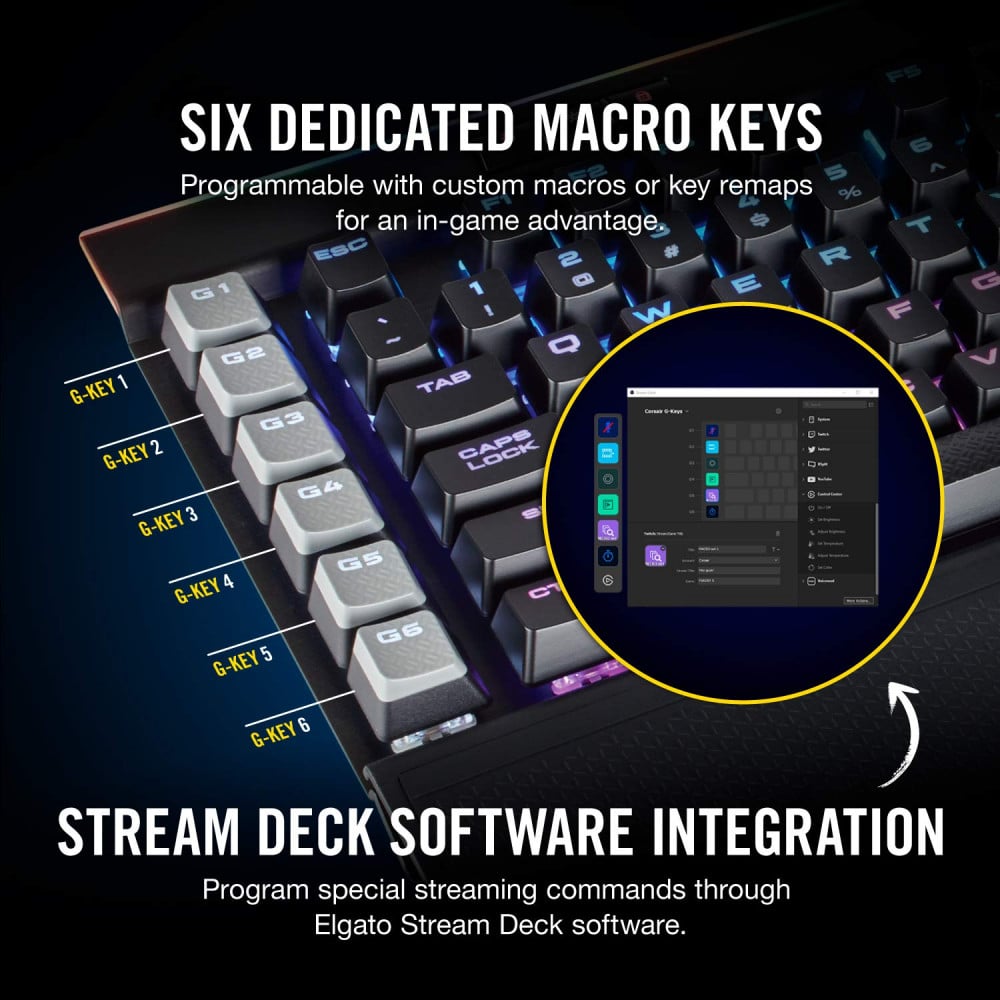 صورة Corsair K95 RGB Platinum Mechanical Gaming Keyboard 6x Programmable Macro Keys - USB Passthroug رقم 6