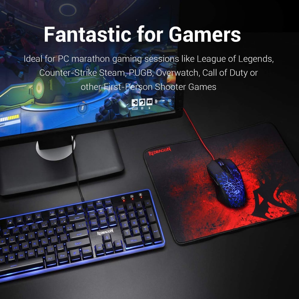 صورة Redragon S107 Gaming Keyboard, Mouse, Mouse pad, Mechanical Feel 104 Key RGB رقم 3