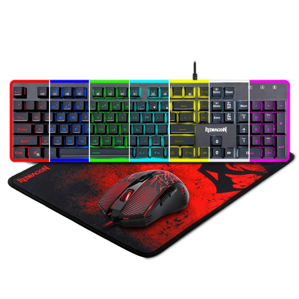 صورة Redragon S107 Gaming Keyboard, Mouse, Mouse pad, Mechanical Feel 104 Key RGB