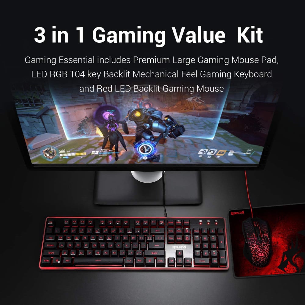 صورة Redragon S107 Gaming Keyboard, Mouse, Mouse pad, Mechanical Feel 104 Key RGB رقم 4