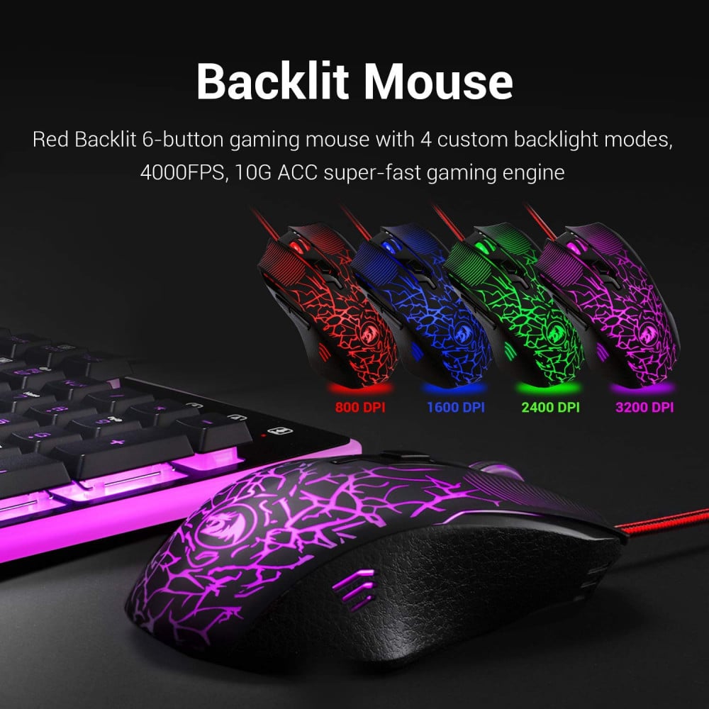 صورة Redragon S107 Gaming Keyboard, Mouse, Mouse pad, Mechanical Feel 104 Key RGB رقم 5