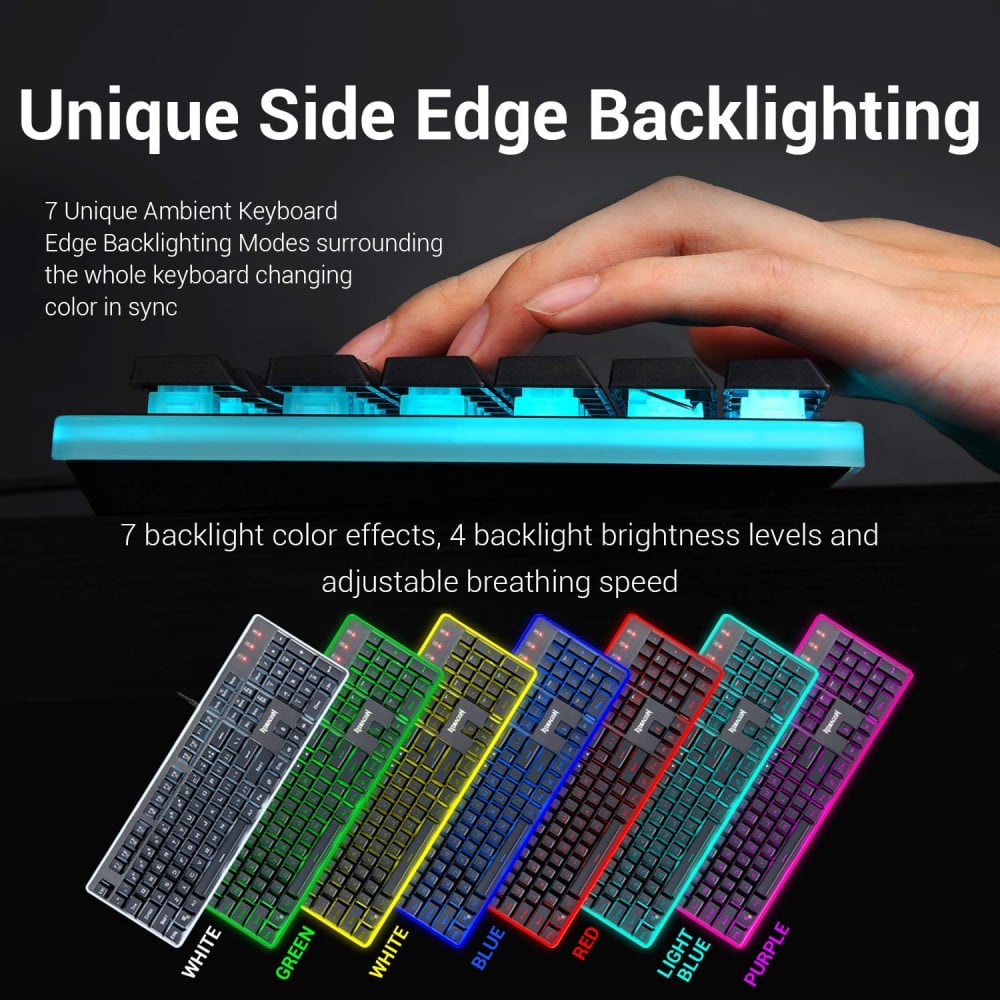 صورة Redragon S107 Gaming Keyboard, Mouse, Mouse pad, Mechanical Feel 104 Key RGB رقم 7