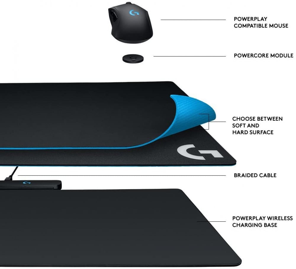 صورة Logitech G Powerplay Wireless Charging System for G502 Lightspeed, G703, G903 Lightspeed and PRO Wireless Gaming Mice, Cloth or Hard Gaming Mouse Pad - Black رقم 2