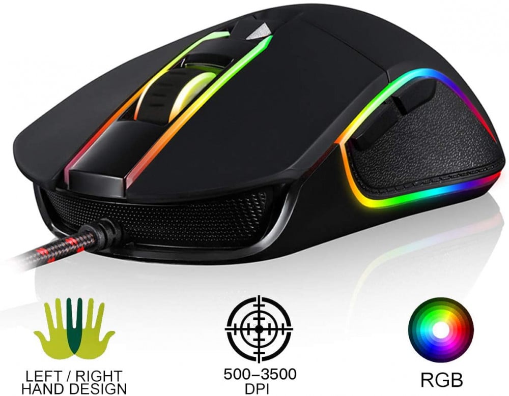 صورة MOTOSPEED USB Wired 3500DPI Gaming Mouse Support Macro Programming, with 6 Buttons, Adjustable RGB Backlit, 6 Adjustable DPI Mouse for PC, Laptop, Apple MacBook