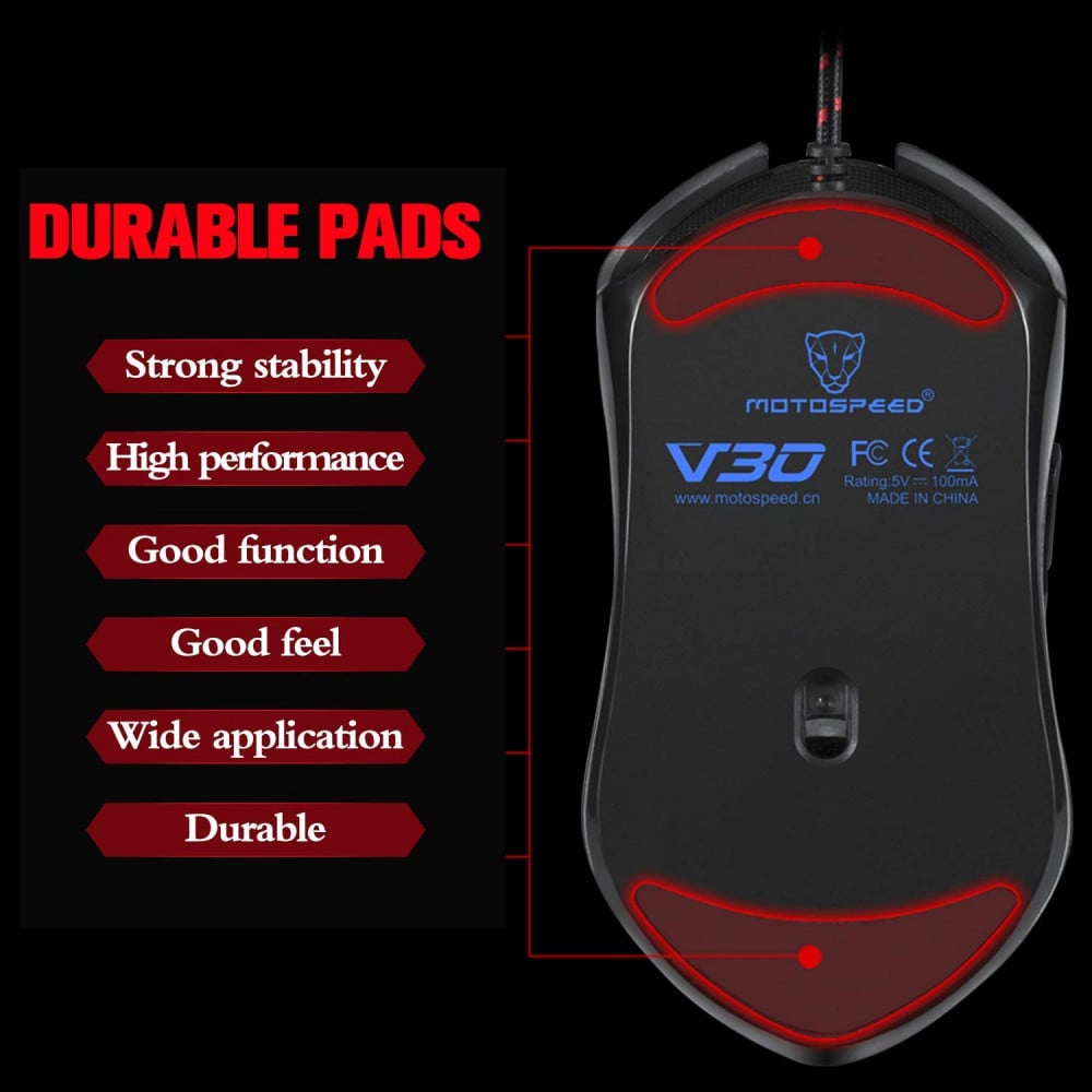 صورة MOTOSPEED USB Wired 3500DPI Gaming Mouse Support Macro Programming, with 6 Buttons, Adjustable RGB Backlit, 6 Adjustable DPI Mouse for PC, Laptop, Apple MacBook رقم 3