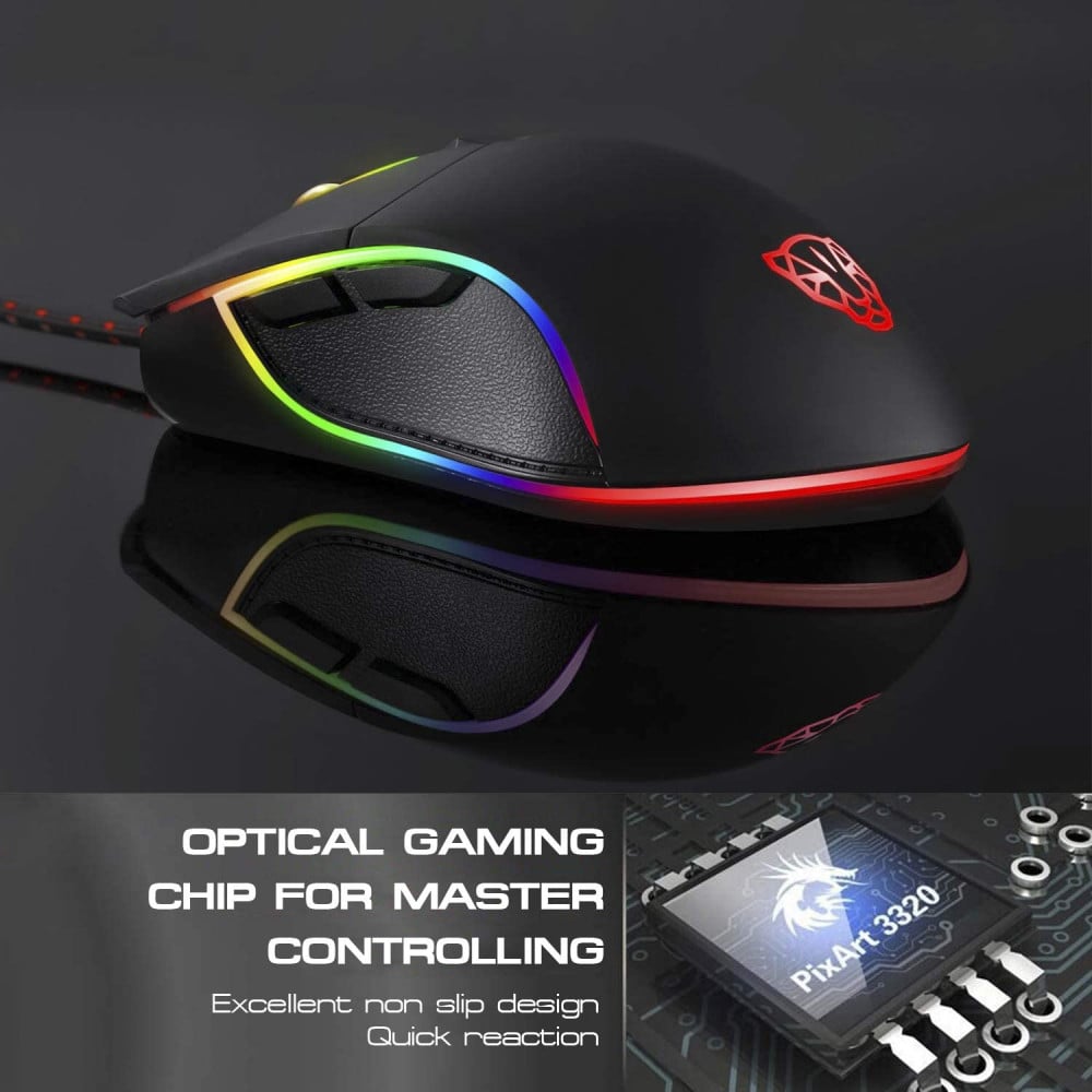صورة MOTOSPEED USB Wired 3500DPI Gaming Mouse Support Macro Programming, with 6 Buttons, Adjustable RGB Backlit, 6 Adjustable DPI Mouse for PC, Laptop, Apple MacBook رقم 5
