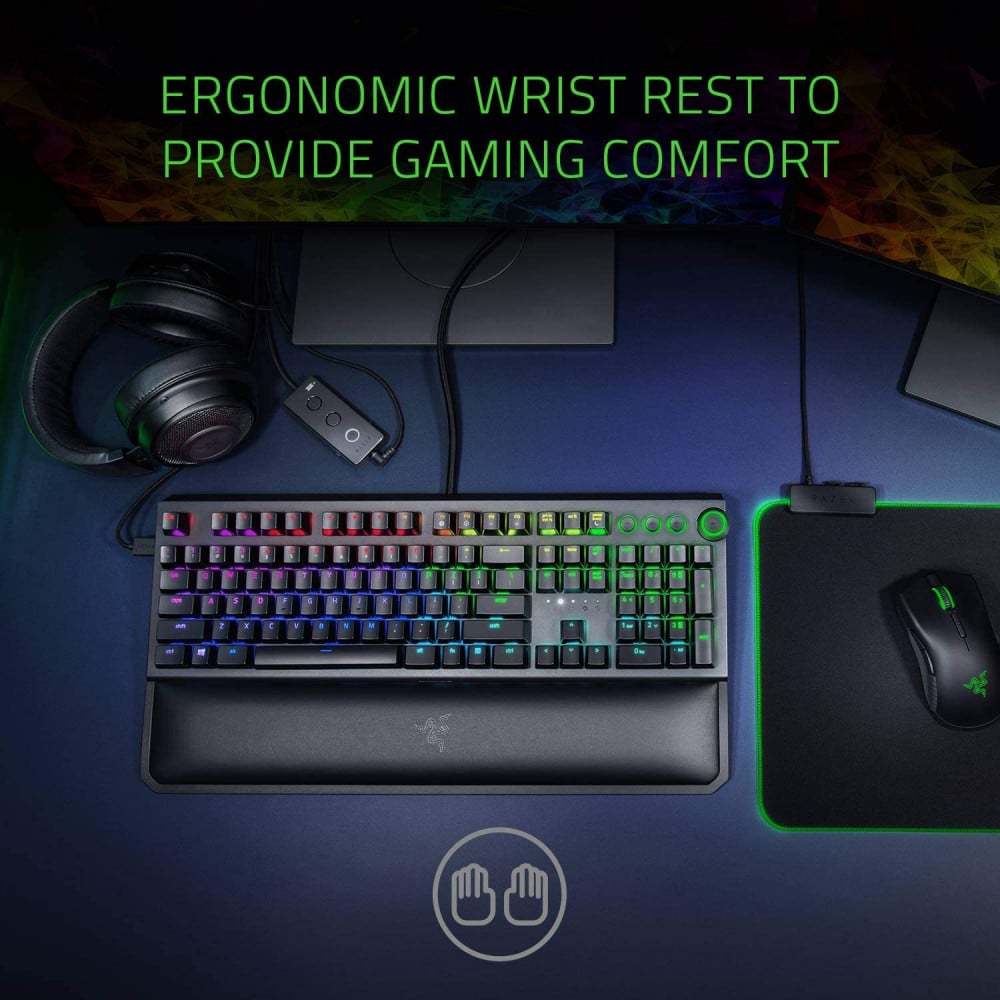 صورة Razer BlackWidow Elite Mechanical Gaming Keyboard: Green Mechanical Switches - Tactile & Clicky - Chroma RGB Lighting - Magnetic Wrist Rest - Dedicated Media Keys & Dial - USB Passthrough رقم 6
