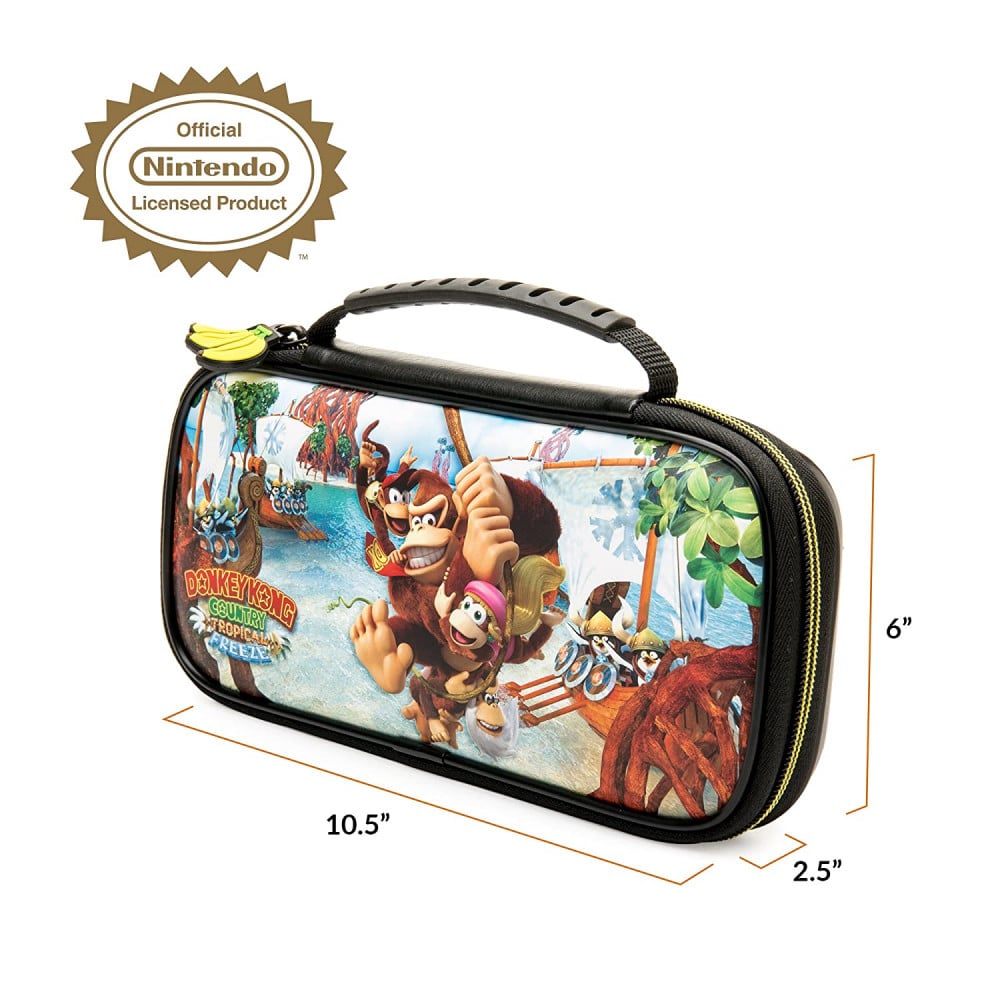 صورة شنطة نينتندو سويتش - Officially Licensed Nintendo Switch Donkey Kong Carrying Case – Protective Deluxe Travel Case – PU Leather Exterior