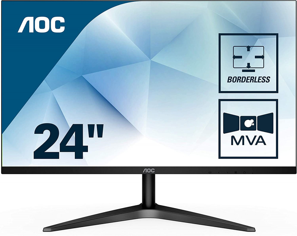 صورة شاشة اوك 24 إنش - AOC 24B1H 24" Full HD 1920x1080 Monitor, 3-Sided Frameless, VA Panel, HDMI/VGA, Flicker-free رقم 4