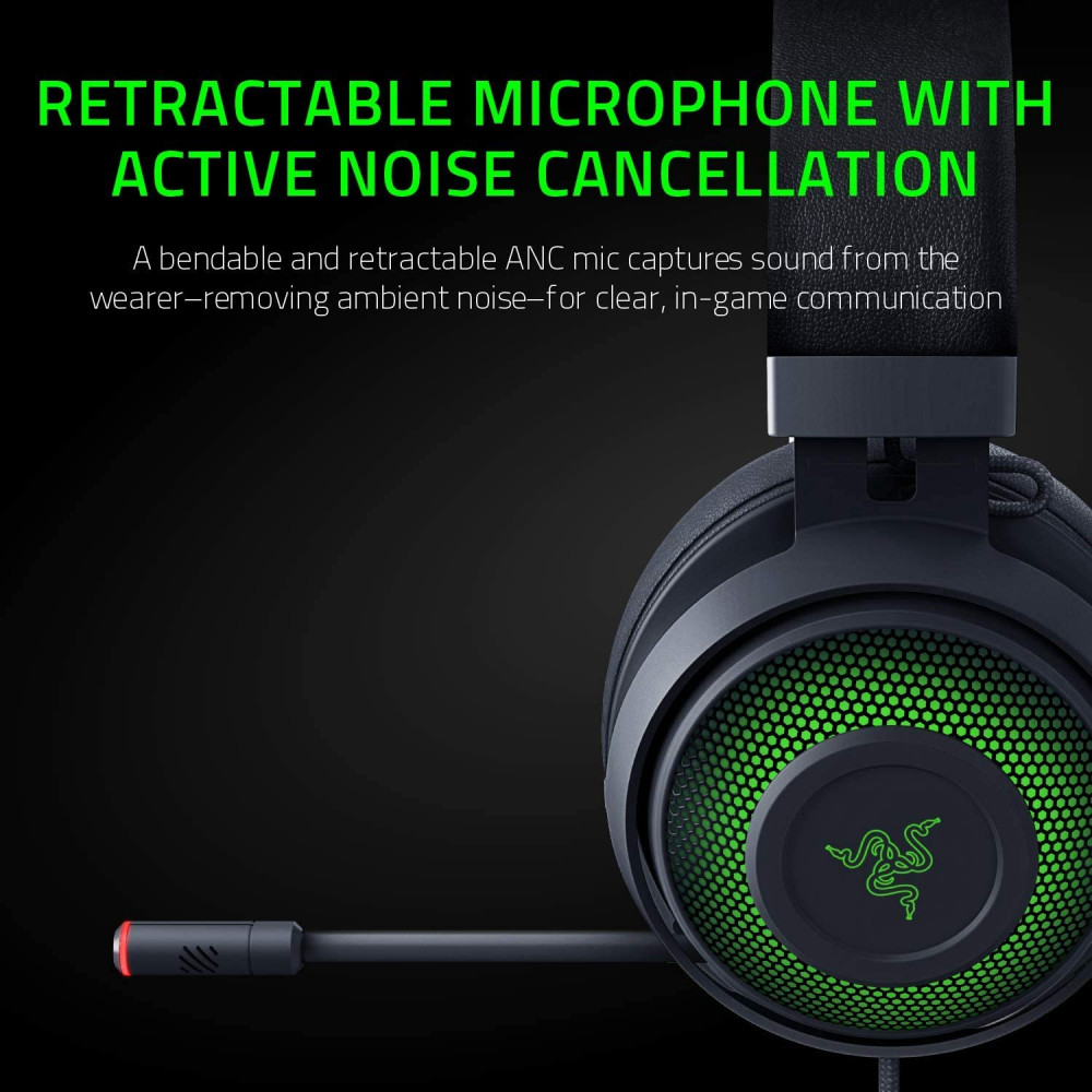 صورة سماعة ريزر كراكين - Razer Kraken Ultimate RGB USB Gaming Headset: THX 7.1 Spatial Surround Sound - Chroma RGB Lighting - Retractable Active Noise Cancelling Mic - Aluminum & Steel Frame - Fo رقم 5