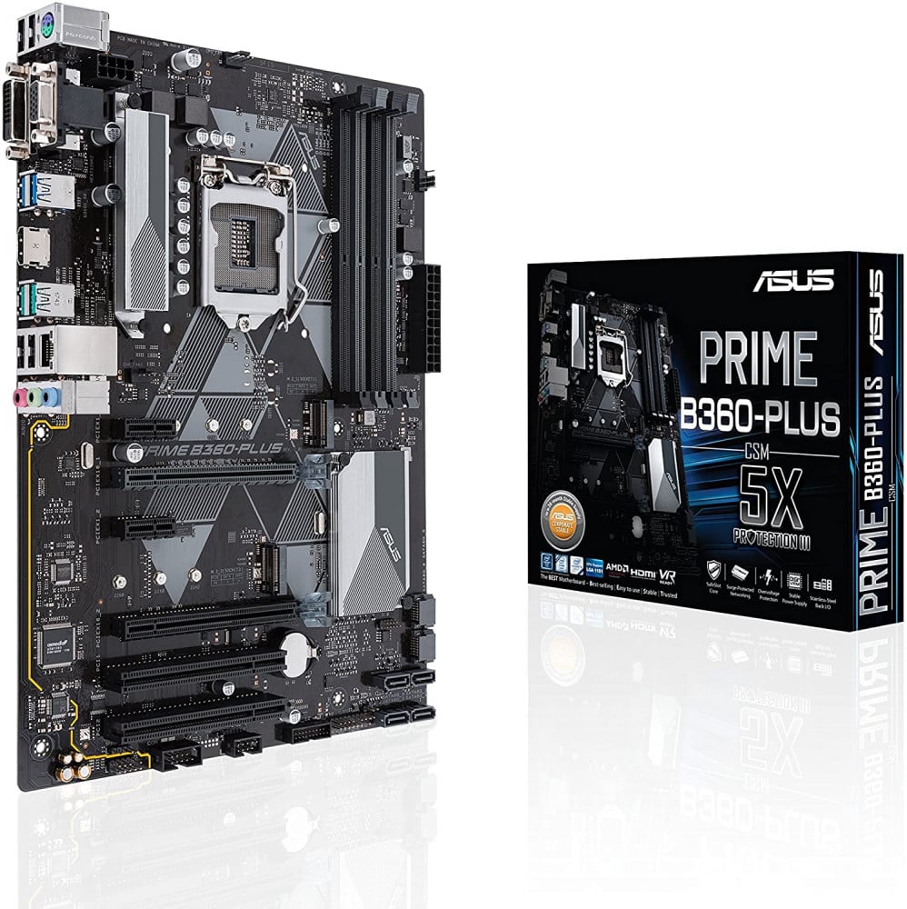 صورة ASUS Prime B360-Plus LGA1151 (300 Series) DDR4 HDMI DVI VGA M.2 ATX Motherboard (Prime B360-PLUS رقم 4