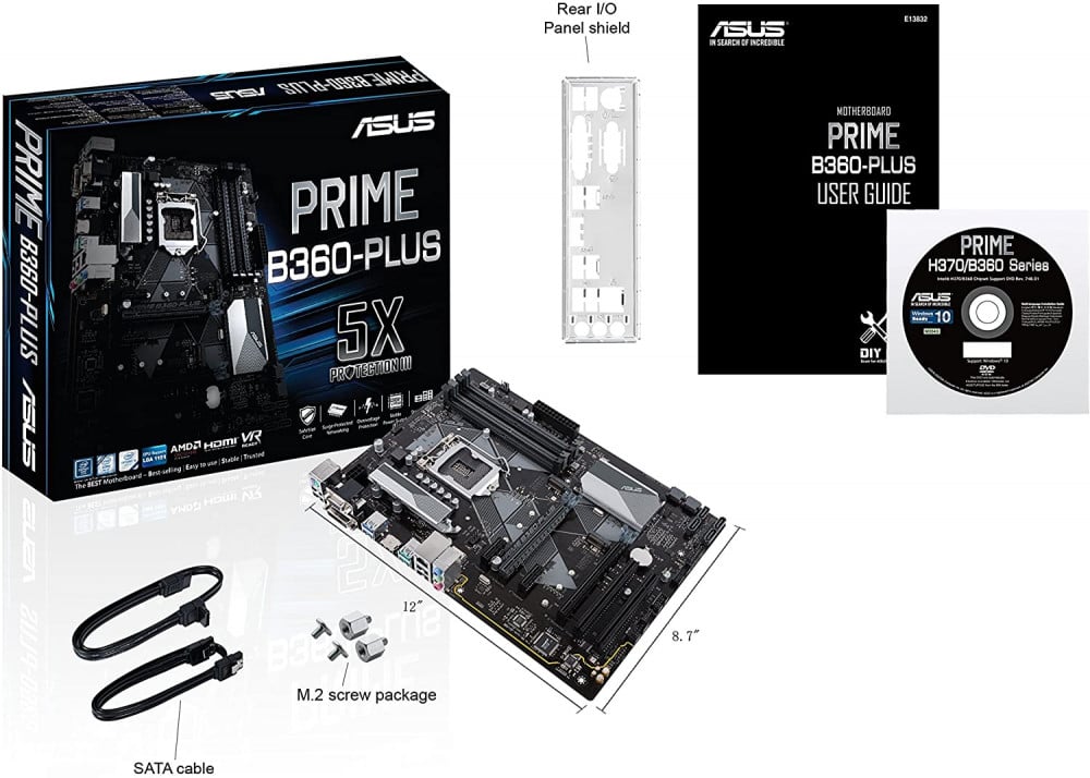 صورة ASUS Prime B360-Plus LGA1151 (300 Series) DDR4 HDMI DVI VGA M.2 ATX Motherboard (Prime B360-PLUS رقم 5