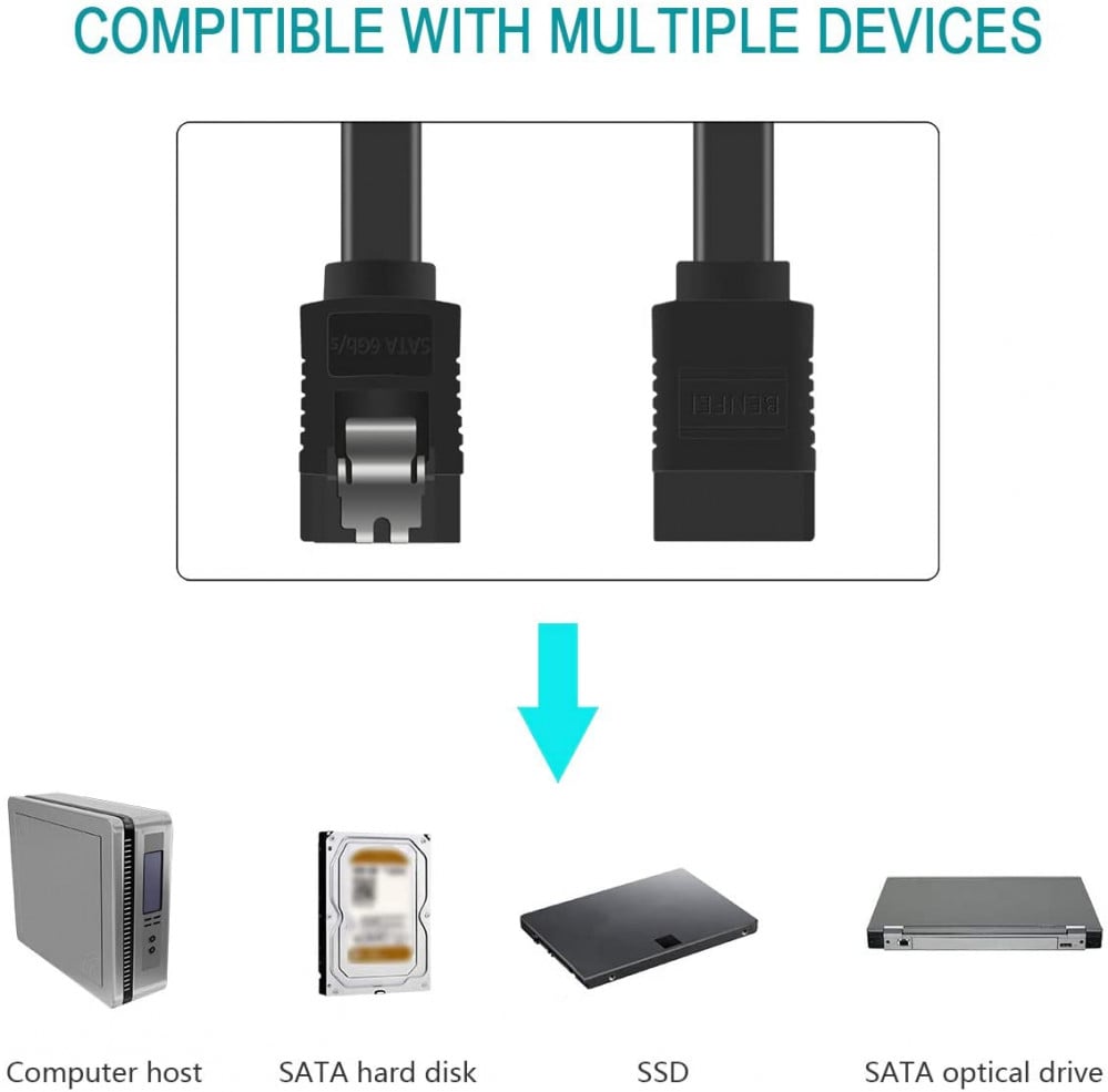 صورة SATA Cable III, BENFEI SATA Cable III 6Gbps Straight HDD SDD Data Cable with Locking Latch رقم 2