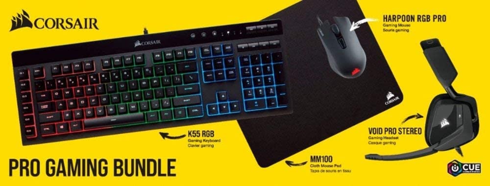 صورة Corsair - Pro Wired Gaming Bundle with RGB Back Lighting - Black Includes K55 Keyboard, Harpoon RGB Pro Mouse. MM100 Mouse pad, Void PRO Stereo Headset رقم 6