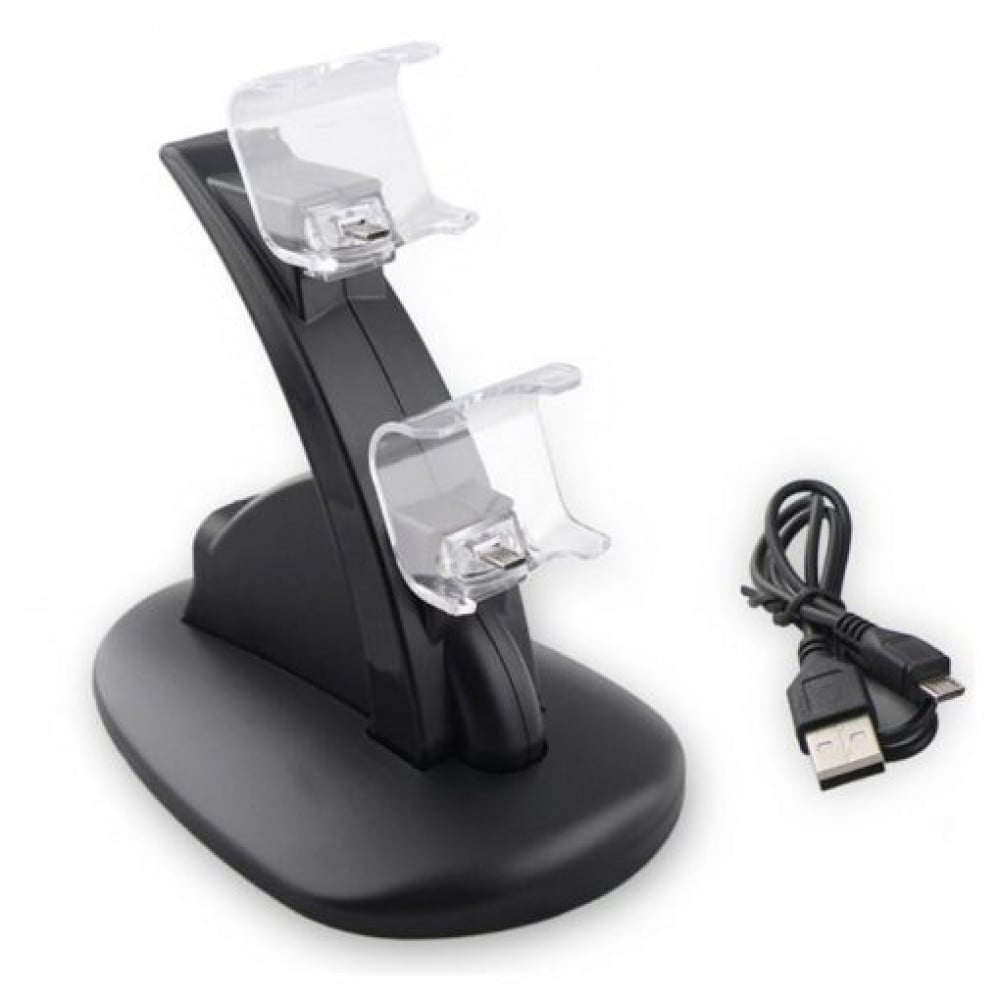صورة قاعدة شاحن كنترول تحكم بلايستيشن 4 - Dual Controller Holder Charger 2 USB Handle Dock Station Stand Charger for PS4 Controlle