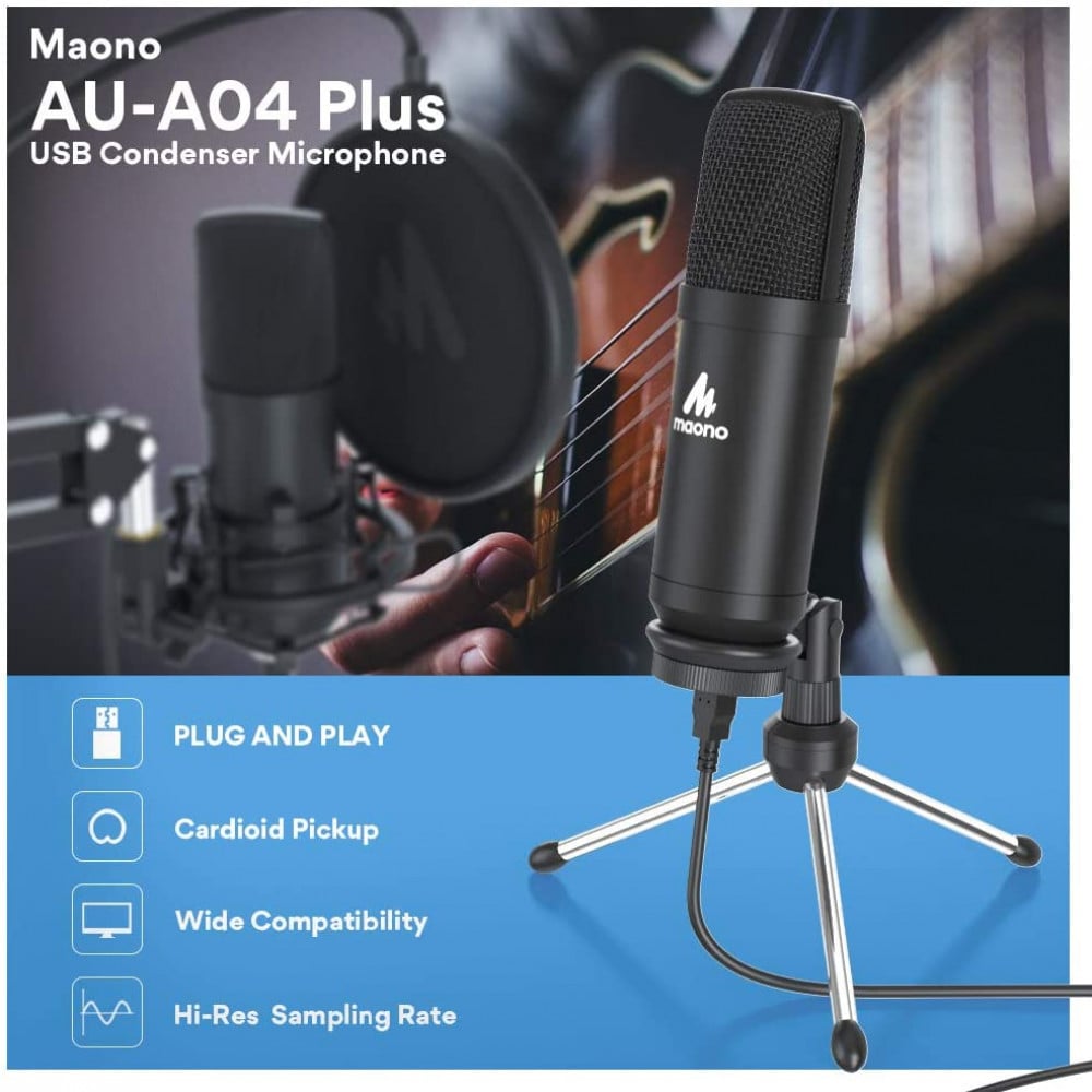 صورة مايك خارجي - USB Microphone MAONO A04 Plus Cardioid Condenser Podcast Mic 192kHz24bit رقم 3