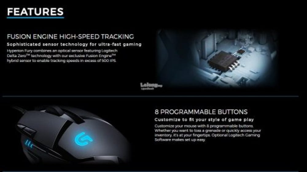 صورة Logitech G402 Optical Gaming Mouse Hyperion Fury USB 8 Buttons رقم 2