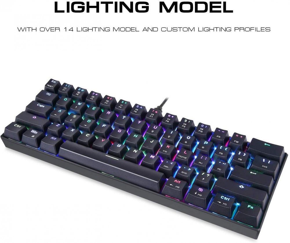 صورة MOTOSPEED 60% Mechanical Keyboard RGB LED Backlit Type-C Red Switch رقم 4