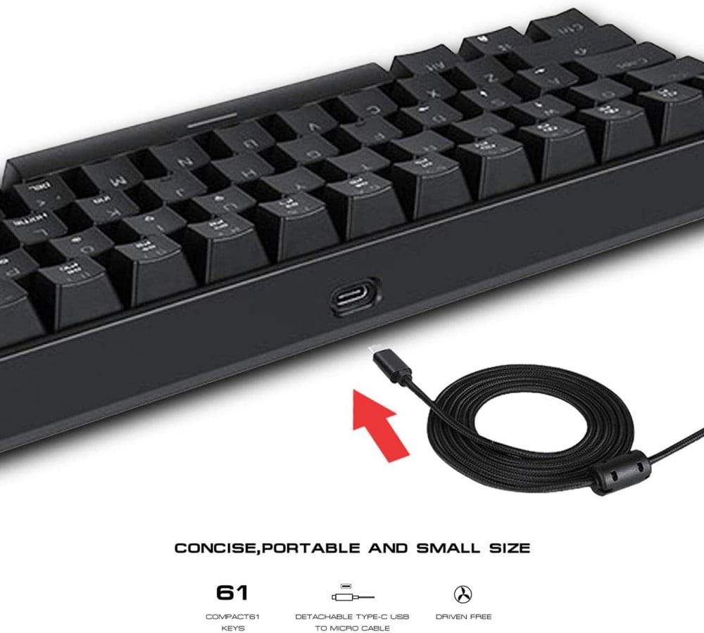 صورة MOTOSPEED 60% Mechanical Keyboard RGB LED Backlit Type-C Red Switch