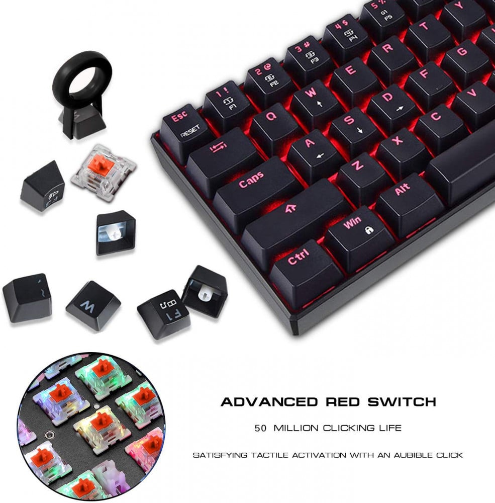 صورة MOTOSPEED 60% Mechanical Keyboard RGB LED Backlit Type-C Red Switch رقم 6