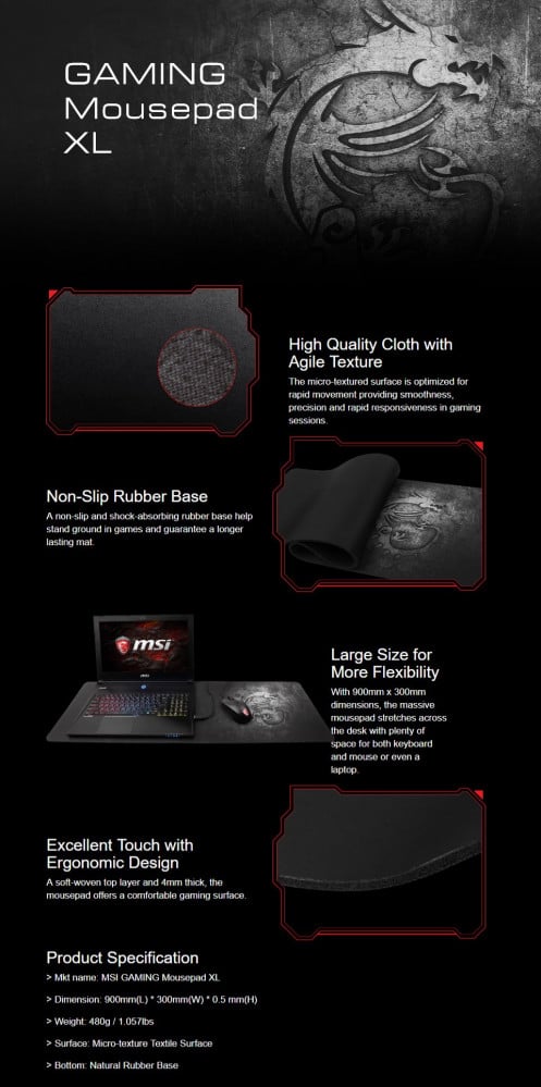صورة MSI Gaming Mouse Pad XL رقم 4