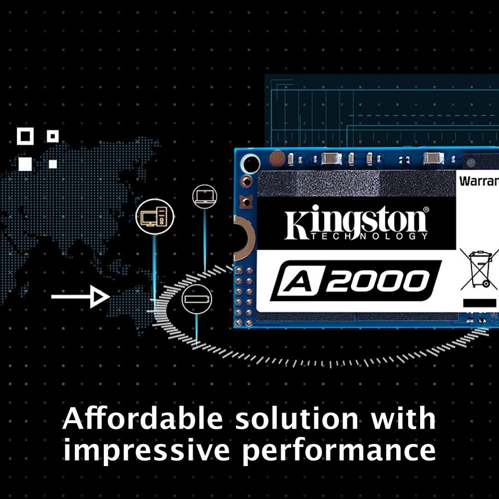 صورة Kingston 500GB A2000 M.2 2280 Nvme Internal SSD PCIe Upto 2000MBS with Full Security Suite SA2000M8500G رقم 8