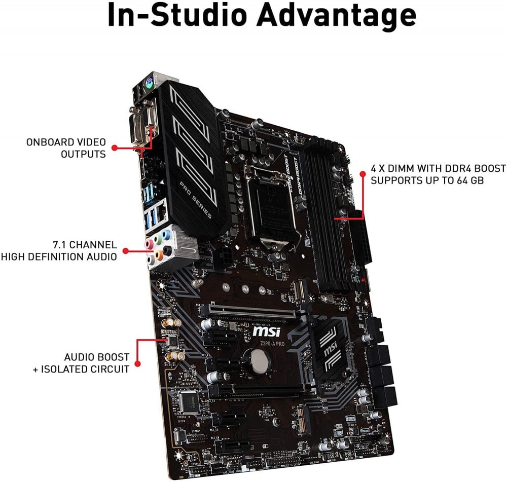 صورة MSI Z390-A PRO LGA1151 (Intel 8th and 9th Gen) M.2 USB 3.1 Gen 2 DDR4 HDMI DP CFX Dual Gigabit LAN ATX Z390 Gaming Motherboard