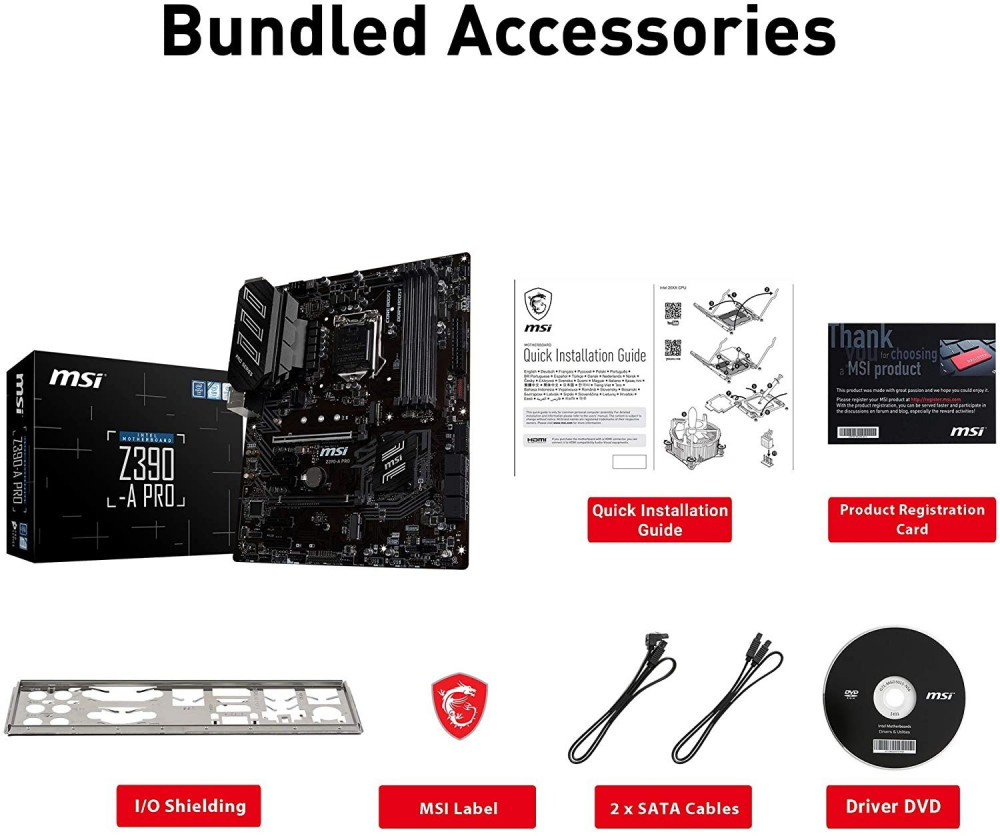 صورة MSI Z390-A PRO LGA1151 (Intel 8th and 9th Gen) M.2 USB 3.1 Gen 2 DDR4 HDMI DP CFX Dual Gigabit LAN ATX Z390 Gaming Motherboard رقم 4