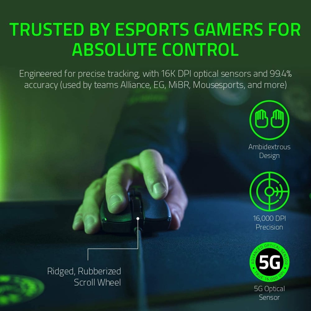 صورة Razer Viper Ultralight Ambidextrous Wired Gaming Mouse Fastest Mouse Switch in Gaming - 16,000 DPI Optical Sensor - Chroma RGB Lighting - 8 Programmable Buttons - Drag-Free Cord رقم 5