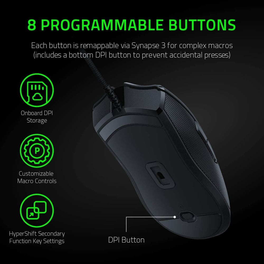 صورة Razer Viper Ultralight Ambidextrous Wired Gaming Mouse Fastest Mouse Switch in Gaming - 16,000 DPI Optical Sensor - Chroma RGB Lighting - 8 Programmable Buttons - Drag-Free Cord رقم 7