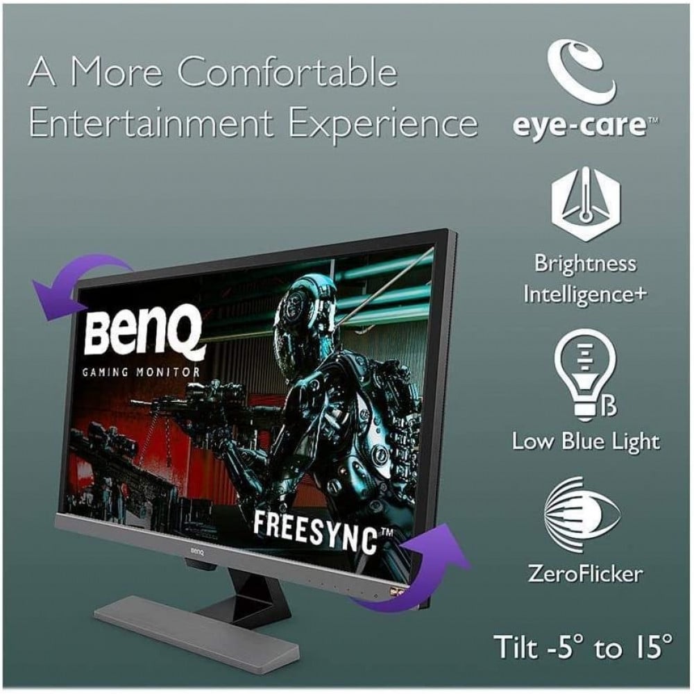 صورة شاشة بي ان كيو 28 إنش - Yka -BenQ 28 inch 4K HDR10 Monitor (EL2870U), UHD 3840x2160, FreeSync, 1ms Response Time, Eye-Care, Brightness Intelligence Plus, HDMI, DP, Built-in Speakers رقم 6