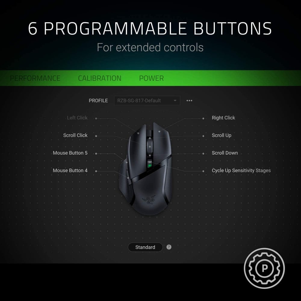صورة Razer Basilisk X HyperSpeed Wireless Gaming Mouse: Bluetooth & Wireless Compatible, 16K DPI Optical Sensor, 6 Programmable Buttons, 450 Hr Battery, Classic Black رقم 3