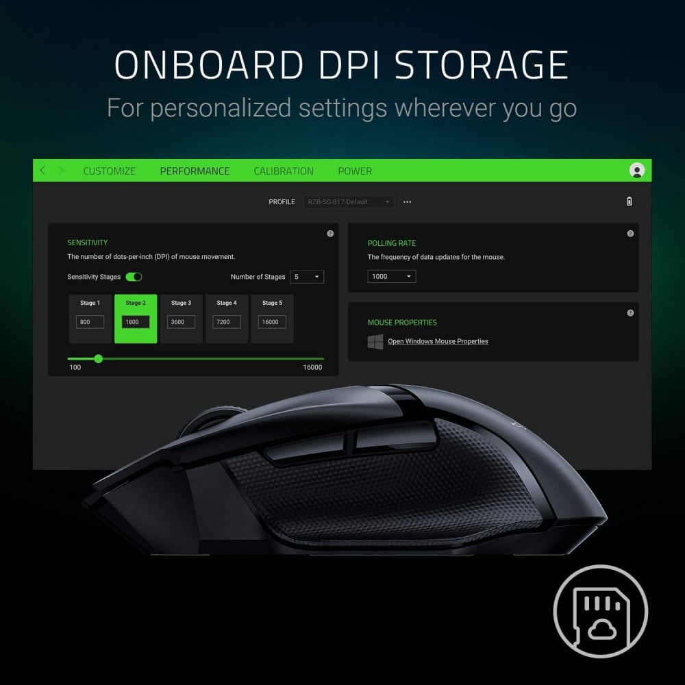 صورة Razer Basilisk X HyperSpeed Wireless Gaming Mouse: Bluetooth & Wireless Compatible, 16K DPI Optical Sensor, 6 Programmable Buttons, 450 Hr Battery, Classic Black رقم 5