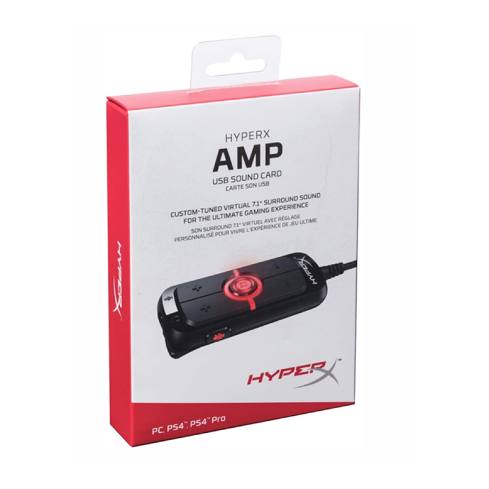 صورة تحويل صوت الى 7.1 هايبر اكس HyperX Amp USB Sound Card - Virtual 7.1 Surround Sound - Works with PC/PS4 - Plug and Play Audio Upgrade for Stereo Headsets (HX-USCCAMSS-BK)