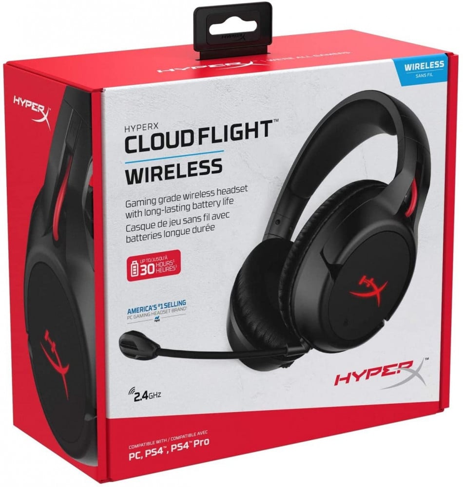 صورة سماعة هايبر اكس - HyperX Cloud Flight - Wireless Gaming Headset, with Long Lasting Battery Upto 30 hours of Use, Detachable Noise Cancelling Microphone, Red LED Light, Bass, Comfortable Memo رقم 4