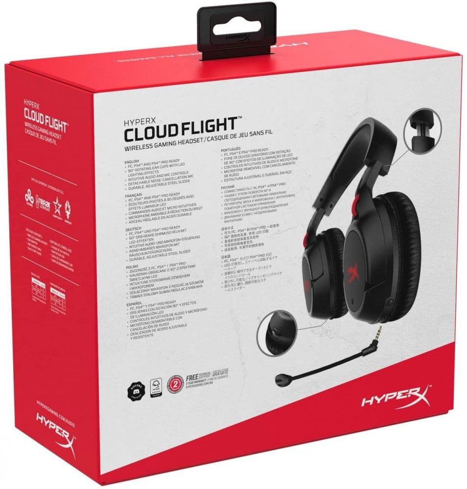 صورة سماعة هايبر اكس - HyperX Cloud Flight - Wireless Gaming Headset, with Long Lasting Battery Upto 30 hours of Use, Detachable Noise Cancelling Microphone, Red LED Light, Bass, Comfortable Memo رقم 8
