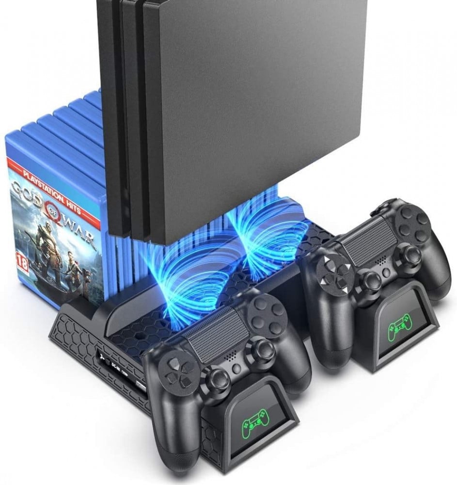 صورة ستاند تبريد بلاستيشن 4 - OIVO PS4 Stand Cooling Fan Station for Playstation 4/PS4 Slim/PS4 Pro رقم 2